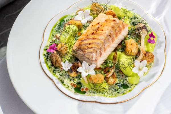 Keszthelyi tokhal ordasajtos gnocchival és magyar pezsgőmártással